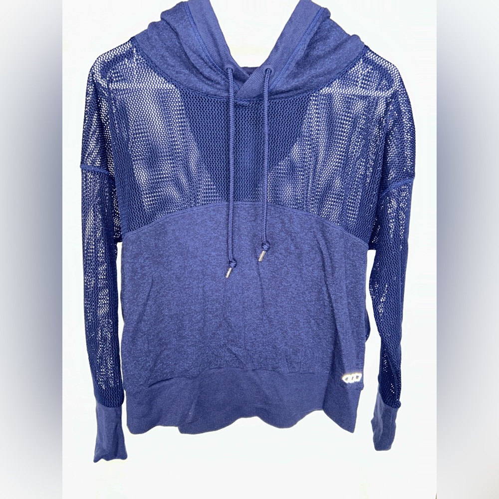 Lorna Jane Blue Mesh Detail Hoodie Sweatshirt